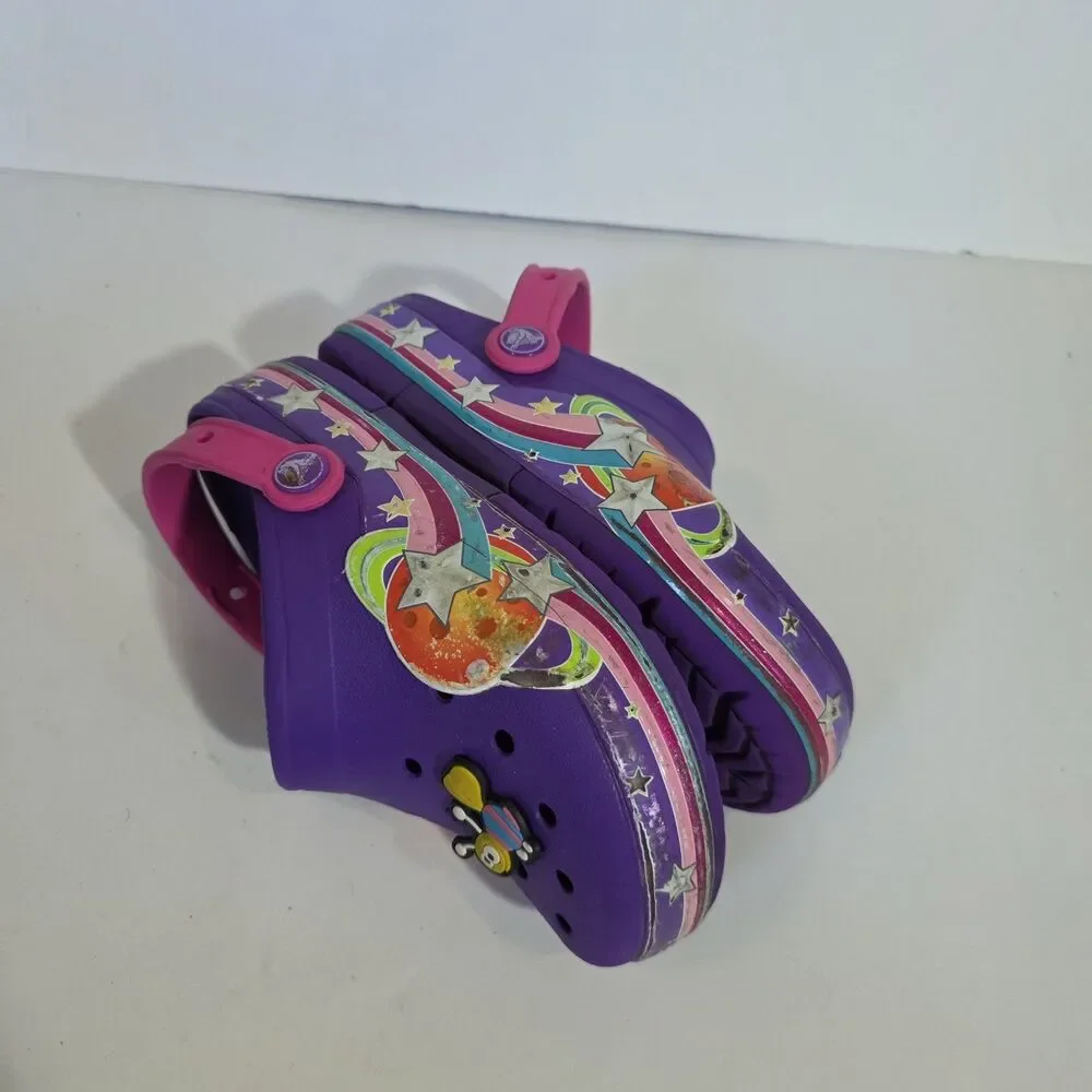 Crocs Girs junior Clogs sandals Purple Sz J 2